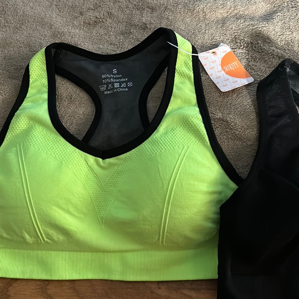 Mirity 3pack Sports Bras, Size S. One new w/tag, one new without tag, one used.